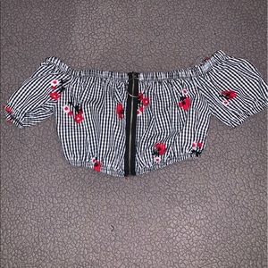 Cute checkered print crop top